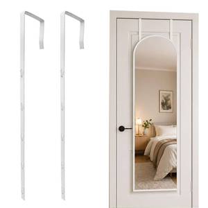 lot 2394 image: Over-Door Mirror Hanger Set 2-Piece White Adjustable