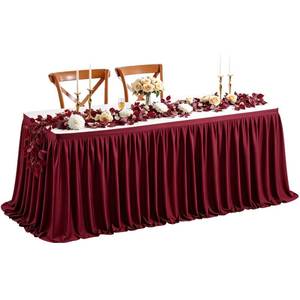 lot 2401 image: Wish Care Burgundy Pleated Table Skirt 9 Ft for Rectangle Tables