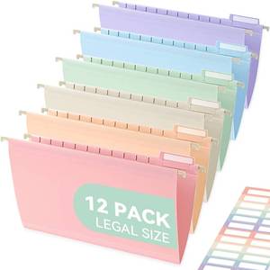 lot 2406 image: SortRax Legal Size Hanging File Folders Pastel 12-Pack