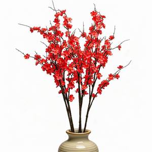 lot 2411 image: CLONG Artificial Cherry Blossom Branches Red 39 Inch Long Stems 5 Pack