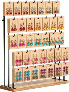 lot 2421 image: ORLESS Jewelry Display Stand Earring Rack 35 Hooks Original Wood