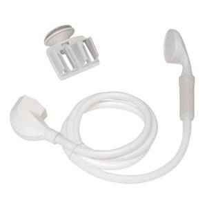 lot 2424 image: Waxman Simply Clean Portable Shower Head with Hose, Single Setting, White
