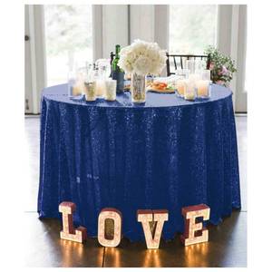 lot 2443 image: ShiDianYi 120-Inch Round Navy Blue Sequin Tablecloth
