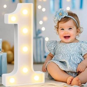 lot 2448 image: Pooqla Light Up Marquee Number 1 12.6 Inch Birthday Decorations