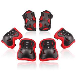 lot 2451 image: BOSONER Kids Knee Elbow Wrist Protective Gear Set Black Red Medium 9-15 Years
