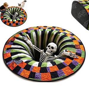 lot 2454 image: Generic Halloween Area Rug 3D Optical Illusion Bottomless Pit Design
