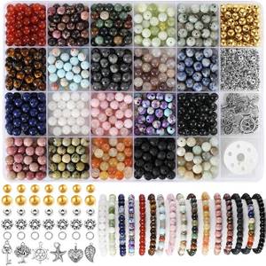 lot 2458 image: Zefy Natural Stone Beads 6mm Round 20 Colors Jewelry Making Set 996 Pcs