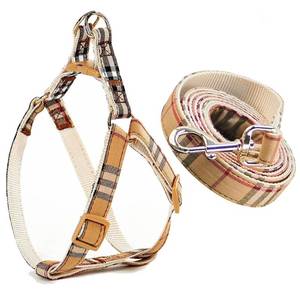 lot 2472 image: NISIYE Plaid Dog Harness & Leash Set Adjustable No-Pull Medium 15-21.7 in Neck