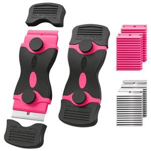 lot 2481 image: 2 Pack Double-Ended Razor Blade Scraper with 30 Blades Pink