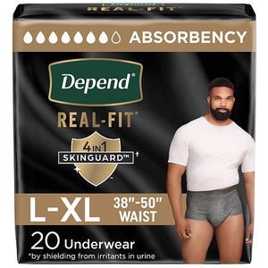 lot 7771 image: Depend Real Fit Mens Incontinence Underwear Maximum Absorbency LXL 20ct