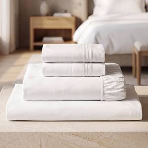 lot 7781 image: Mellanni Bed Sheet Set 4-Piece Queen White 16 Deep Pocket Iconic