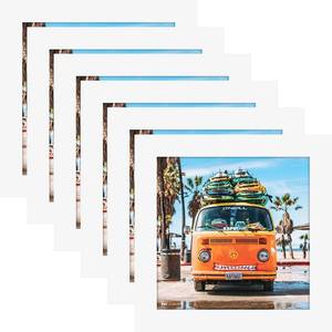 lot 7789 image: WUTL 5x5 White Square Natural Wood Picture Frames 6 Pack