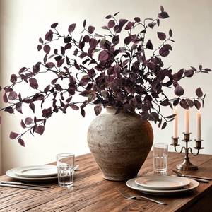 lot 7800 image: CORVYUC Artificial Fall Stems 32.7 Inch Burgundy Eucalyptus Stems 6 Pcs