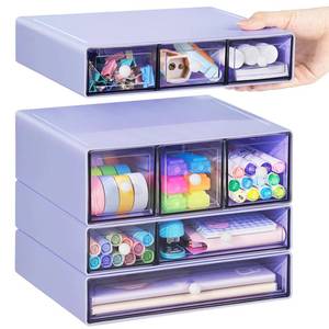 lot 7804 image: FODIENS Desk Storage Organizer 9 Drawers 4 Tiers Stackable Purple