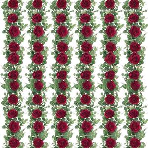 lot 7814 image: Dolicer Artificial Eucalyptus Garland with Roses 6 Pack 6.5 Ft