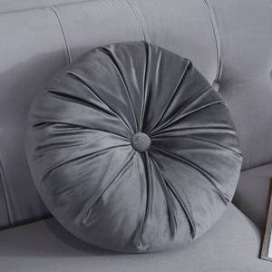 lot 7819 image: Vctops Round Velvet Pumpkin Pleated Throw Pillow 15 Inch Light Grey
