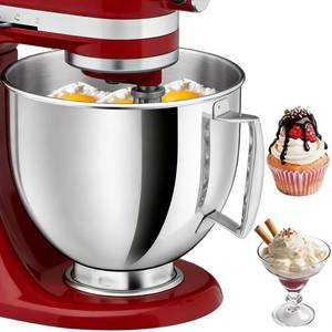 lot 7843 image: Nicdiet Stainless Steel Mixer Bowl 5 Qt for KitchenAid Tilt-Head Mixers