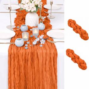 lot 8168 image: Orange Cheesecloth Table Runner 17 x 108 Inch 2 Pack