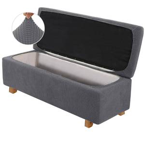 lot 8169 image: GAMUKAI 2-Piece Stretch Ottoman Covers Rectangle Slipcovers Grey X-Large