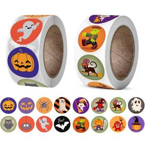 lot 8171 image: Round Halloween Stickers 1000 Pcs 0.98 in Roll Labels