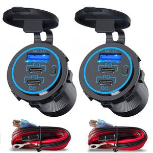 lot 8172 image: Ouffun Car USB Charger Socket 12V 78W Dual USB-C PD 30W QC3.0 18W 2 Pack