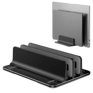 lot 8181 image: GleYo Vertical Laptop Stand Aluminum Adjustable Dual Slot Fits Up to 17.3 Inch