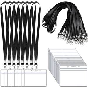 lot 8183 image: Prudiut Name Tag Lanyards with ID Card Holders, 50 Pack, Black, Horizontal