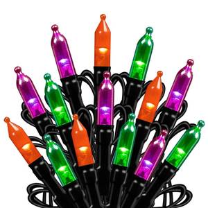 lot 8185 image: Dazzle Bright 200 LED Halloween Mini String Lights 65 FT Purple Orange Green