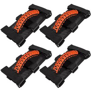 lot 8196 image: E-cowlboy Roll Bar Grab Handle 4 Pack Orange 550 Paracord Jeep Wrangler JK