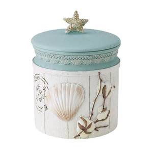 lot 8197 image: Avanti Linens Covered Jar Bathroom Storage Farmhouse Shell Resin