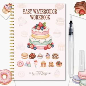 lot 8200 image: Generic Dessert Watercolor Workbook 12 Designs Beginner Painting Practice