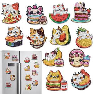 lot 8204 image: INCOK Cat Diamond Painting Fridge Magnets 12 Pcs DIY Kit