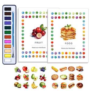 lot 8216 image: CraftyManor Watercolor Workbook Set with Paints & Brush, 2 Books