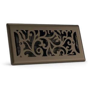 lot 8225 image: Sierra Grates Floral Design Steel Floor Register 4 x 12 Metallic Bronze