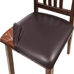 lot 8226 image: Lufyzora Dining Chair Seat Covers Set of 6 Waterproof PU Leather Brown