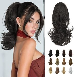 lot 8231 image: Sofeiyan 13 Long Curly Claw Clip Synthetic Ponytail Extension Darkest Brown