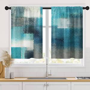 lot 8232 image: Tayney Abstract Kitchen Curtains 36 Inch Length 2 Pack