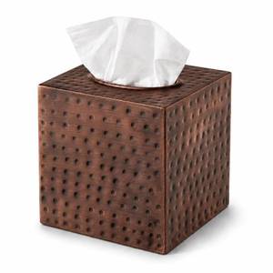 lot 8253 image: Monarch Abode Square Tissue Box Cover Hand Hammered Antique Copper 5 x 5 x 5.25