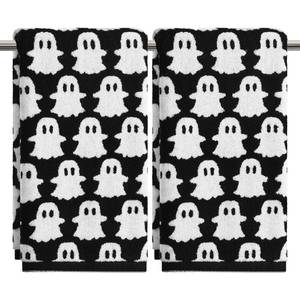 lot 8261 image: Artoid Mode 2 Pcs Black Ghost Halloween Hand Towels 100% Cotton 13.8 x 29.5 in