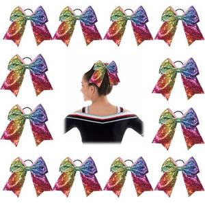 lot 8299 image: OAOLEER Glitter Cheer Hair Bows 12 Pcs 7 Inch