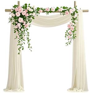 lot 8305 image: KEXINGTUO Arch Draping Fabric Champagne 29 in x 20 Ft Curtain Panel
