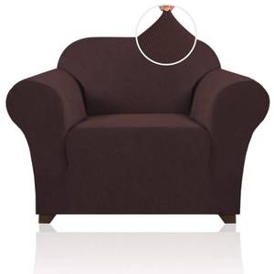 lot 13605 image: PrinceDeco Stretch Chair Slipcover with Arms 1-Piece Armchair Brown