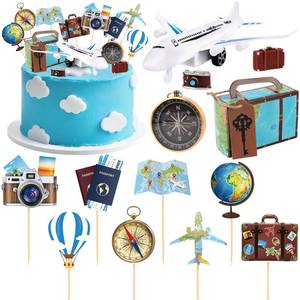 lot 13633 image: Hooqict Travel Birthday Cake Topper Set 34 Pcs