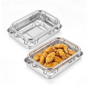 lot 13651 image: TeamFar Air Fryer Basket 2 Set for Oven 9.3 x 7 Inch Stainless Steel