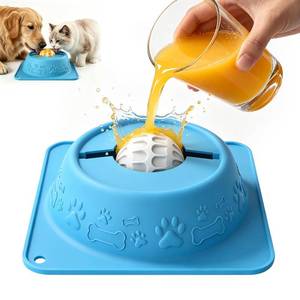 lot 13669 image: PYNOOV Slow Feeder Dog Bowl with Floating Ball Anti-Slip Suction Base Blue