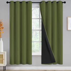lot 13702 image: Yakamok Olive Green Blackout Curtain Panels 52 Inch Wide Pair