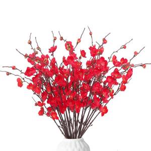lot 13710 image: GrainBuds Artificial Red Cherry Blossom Branches 22 Inch 20 Pcs
