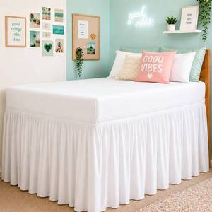 lot 13714 image: Cottington Lane Ruffled Dorm Bed Skirt Twin XL 32 Inch Drop White