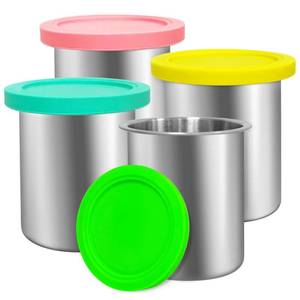 lot 13715 image: Stainless Steel Creami Pint Containers 4 Pack 24oz Deluxe XL Series