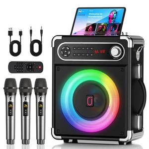 lot 13718 image: HWWR Karaoke Machine with 2 Wireless Microphones, 6800mAh Battery, S68  Retail $119.99
